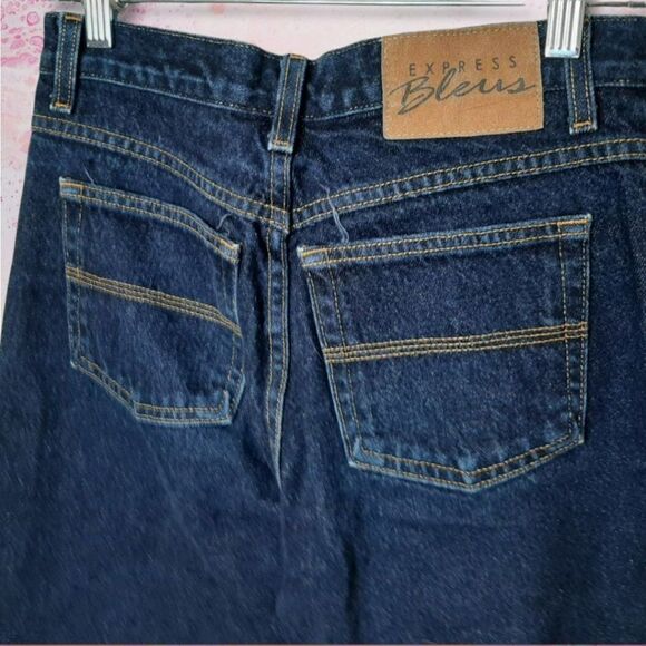 Express Bleus Vintage 90s Flare Jeans sz 3/4 Long - Picture 6 of 8